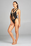 BLACK CRISS CROSS BODYSUIT