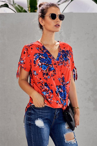 RED FLOWERED BLOUSE