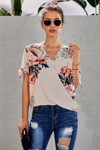 PEACH FLOWERED BLOUSE