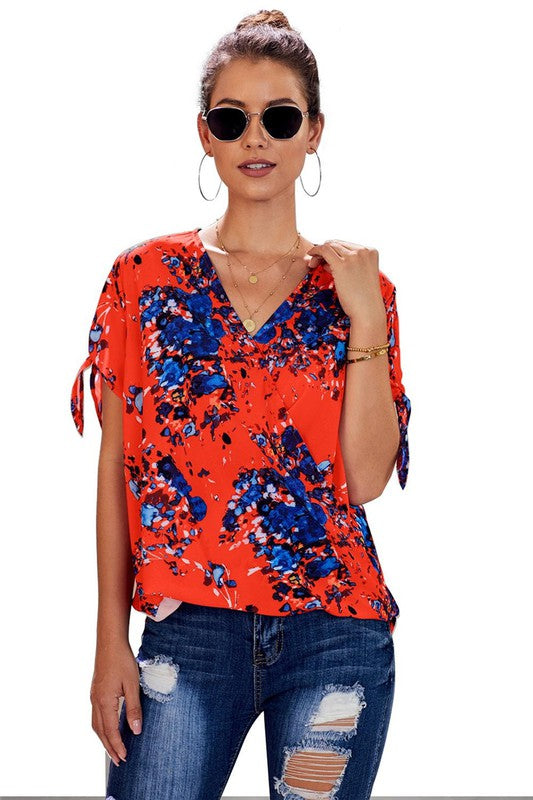 RED FLOWERED BLOUSE