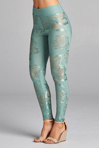 Lace flower pattern leggings