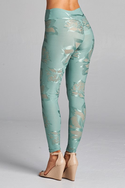 Shop Louis Vuitton Flower Patterns Lace Leggings Pants (1ABF3U) by